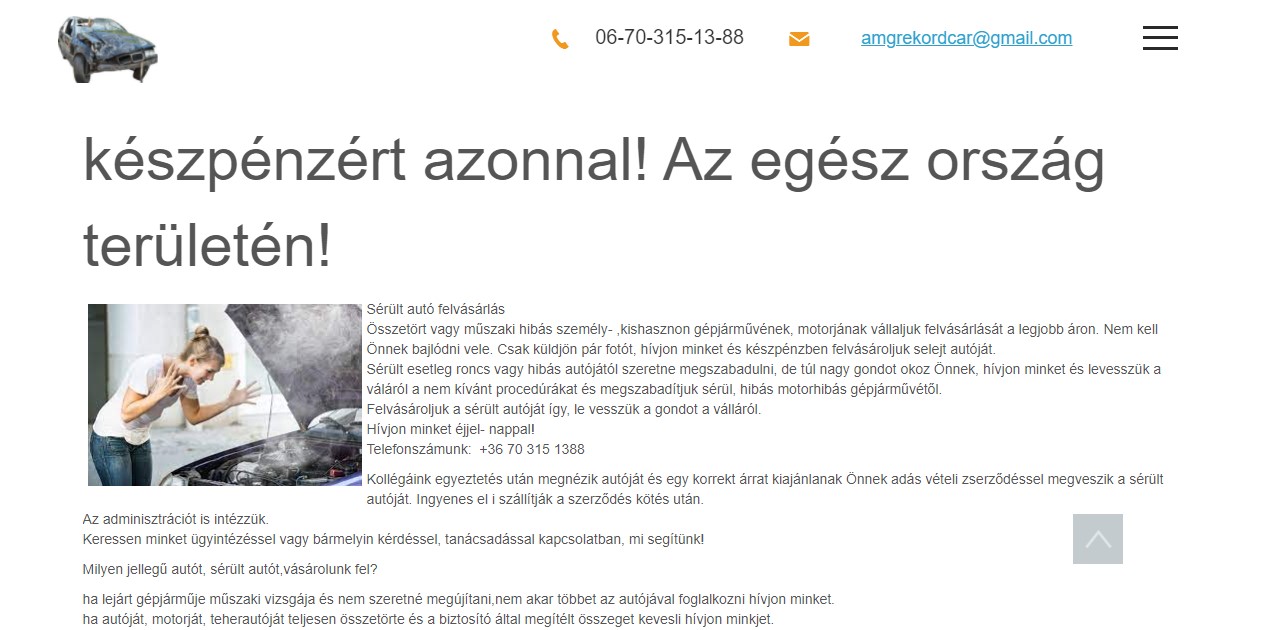 Használt sérült autó felvásárlás