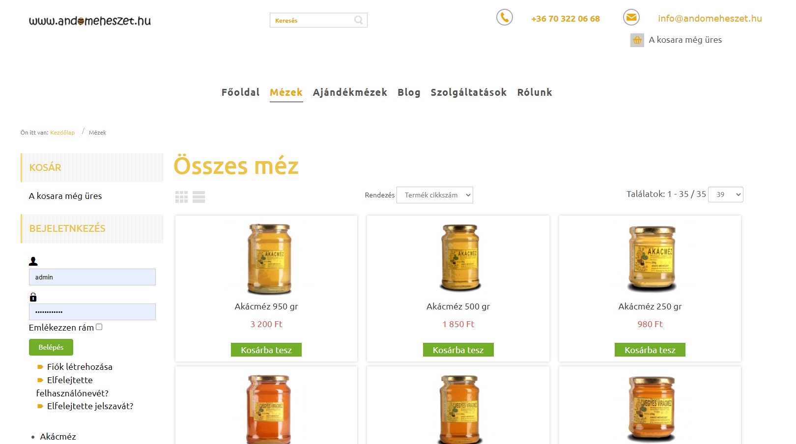 Andó méhészet méz webáruház
