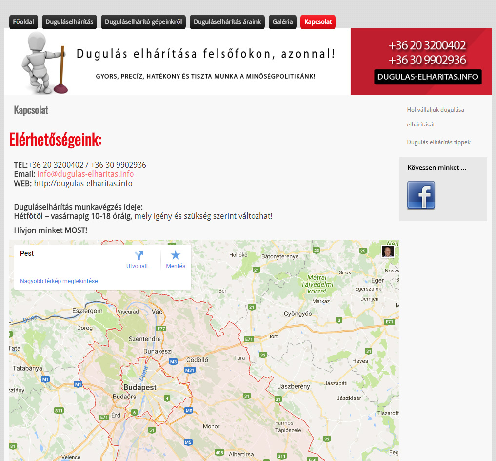 www.dugulas-elharitas.info duguláselhárítás Pest megyében, Gödöllőn
